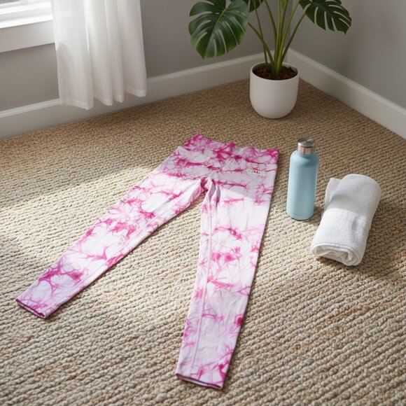 Better Bodies Tie Dye Pink and White Leggings - Size M - Picture 1 of 5